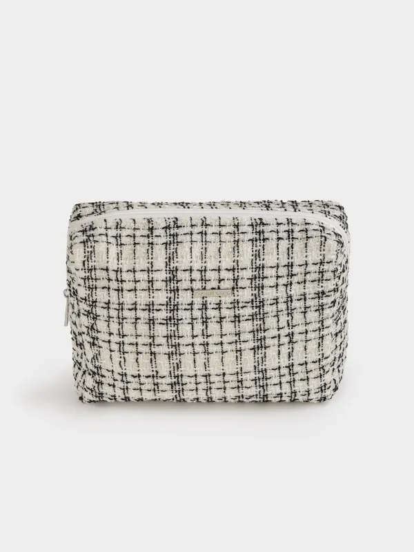 Makeup bag, 26x19 cm, Tweed, milky, Wenal, image-1