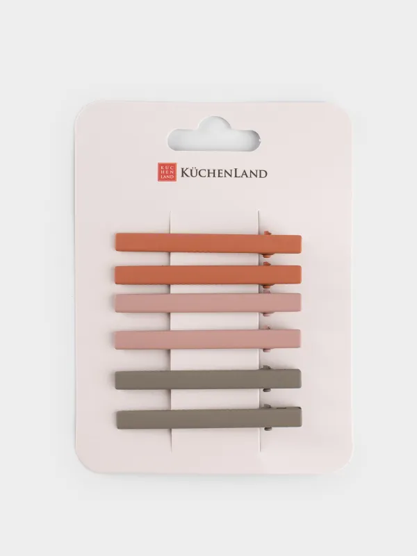 Hair clip, 6 cm, 6 pcs, metal, Color mix, Basic, image-4