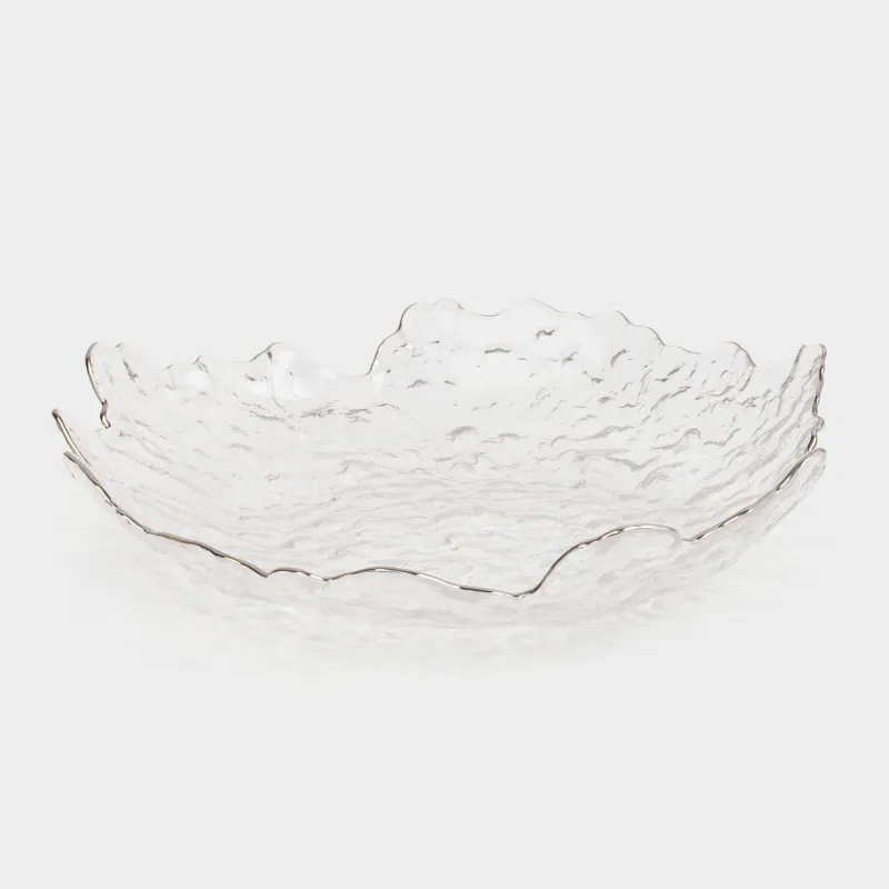 Dish, 25 cm, glass, with silver edging, Nautilus silver