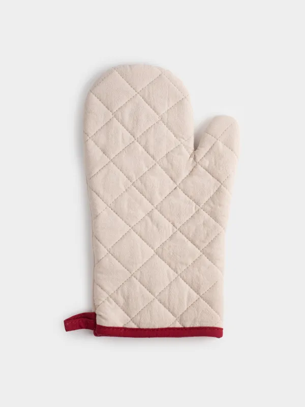 Potholder-mitt, 18x30 cm, cotton, grey-beige, Horse, Horse in scarf, image-1