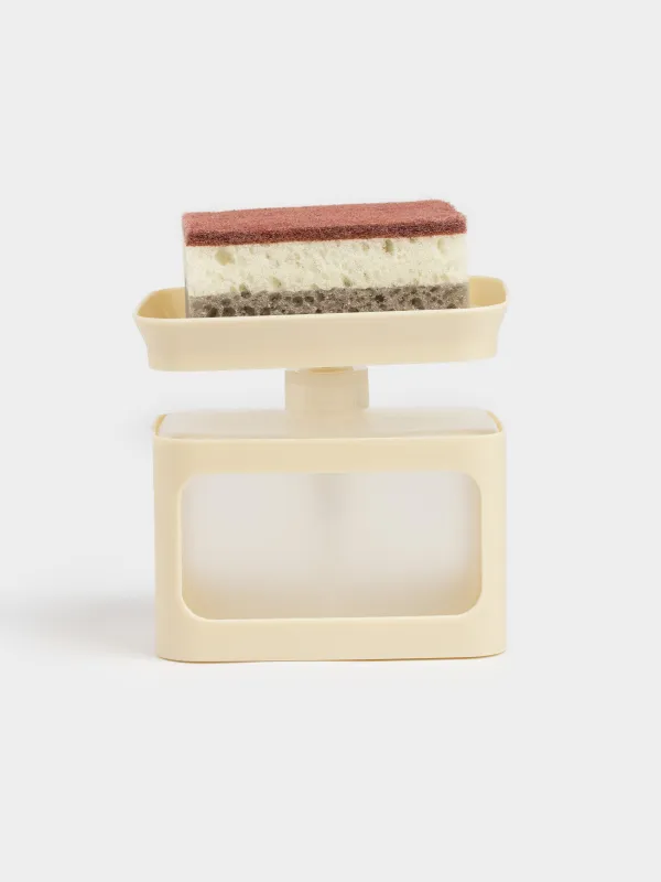 Detergent dispenser, 680 ml, with sponge, Platform, plastic, milky, Keeping, image-0