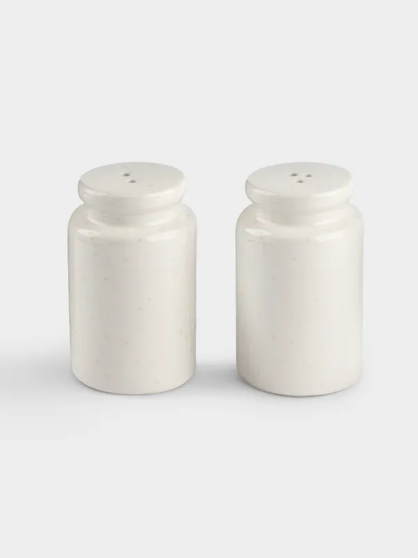 Salt and pepper set, 8 cm, ceramic, milky beige, speckled, Ceramo speckled, image-2