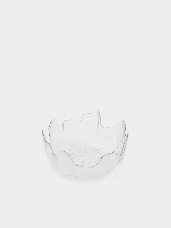 Salad bowl, 20x9 cm, 1,1 l, glass, with silver edging, Nautilus silver, image-1