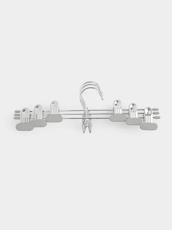 Pant/skirt hanger, 33 cm, 3 pcs, with clips, Coated metal, Grey, Colorful house, image-2