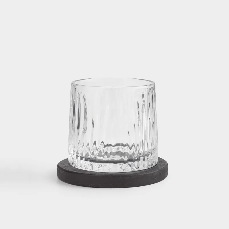 Drinking glass, 10 cm, 280 ml, on a stand, glass R / bamboo, Ribby