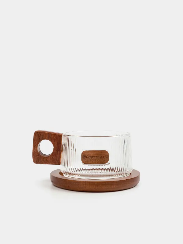 Mug, 230 ml, on a stand, glass B / wood, Ribby, image-0