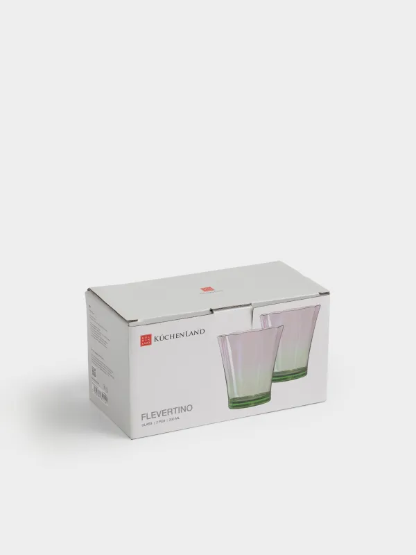 Glass, cm, 330 ml, 2 pcs, glass, purple-green, Flevertino, image-4