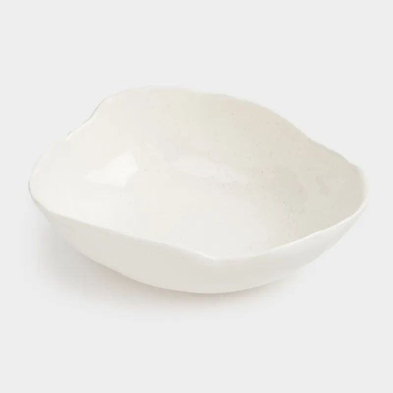 Fruit bowl, 27x9 cm, ceramic, milk, speckled, Uneven edge, Delicia, image-2