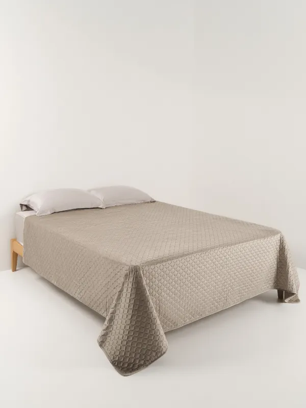 Bedspread, 240x260 cm, quilted, velvet/microfiber, grey-brown, Lavender, Stitch velvet, image-1