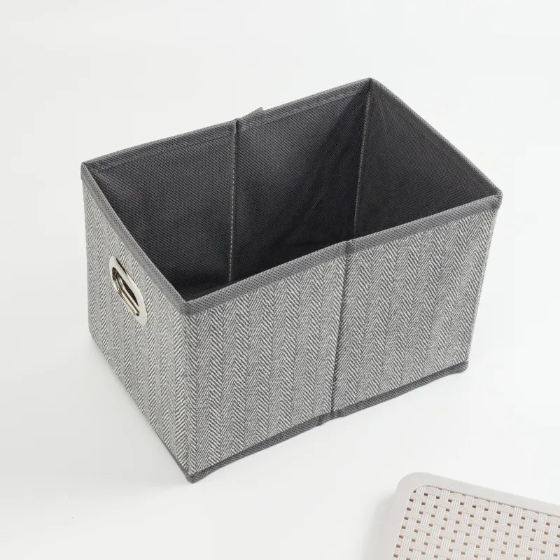 Organizer-box for things, 25x17 cm, with handles/lid, textile / plastic, gray, Pedant new, image-2