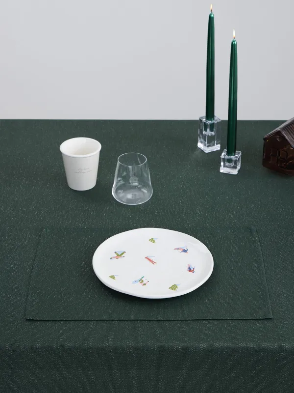 Placemat, 30x45 cm, polyester, rectangular, dark green, Green speckled, image-4
