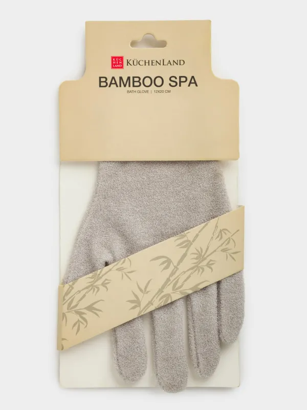 Body wash glove, 12x20 cm, bamboo, grey, Bamboo spa, image-3