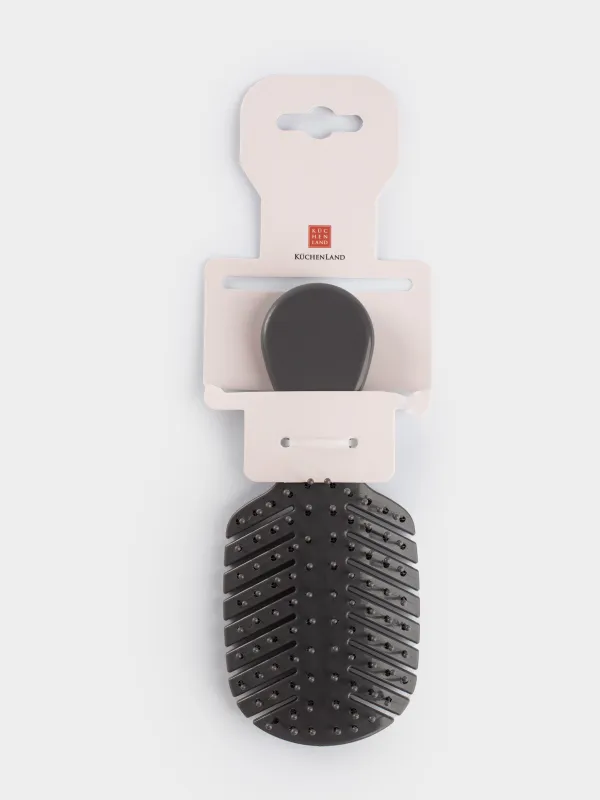 Hair massage comb, 14 cm, travel, plastic, gray, Demo, image-2