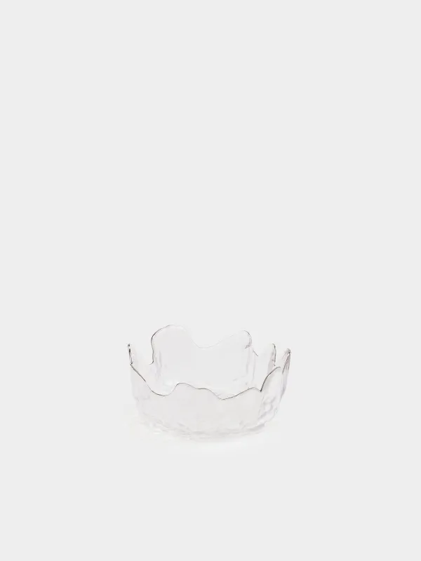 Bowl, 13x6 cm, glass, with silver edging, Nautilus silver, image-2