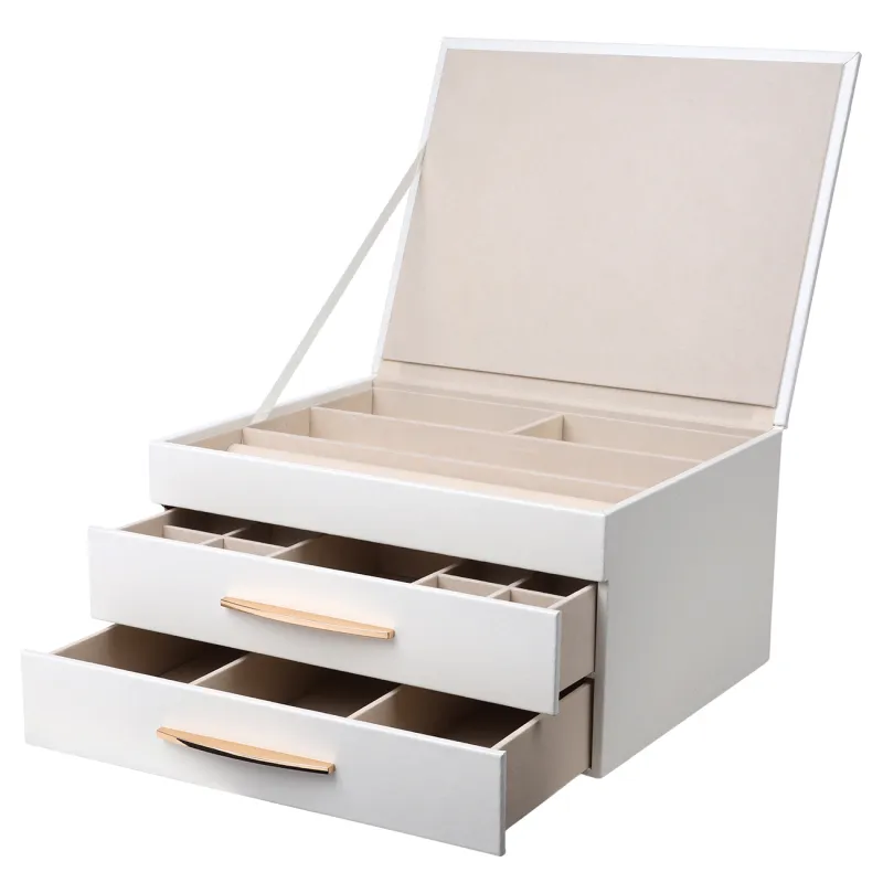 Jewelry box, 27х14 cm, PU leather / MDF, white, Premiere, image-1
