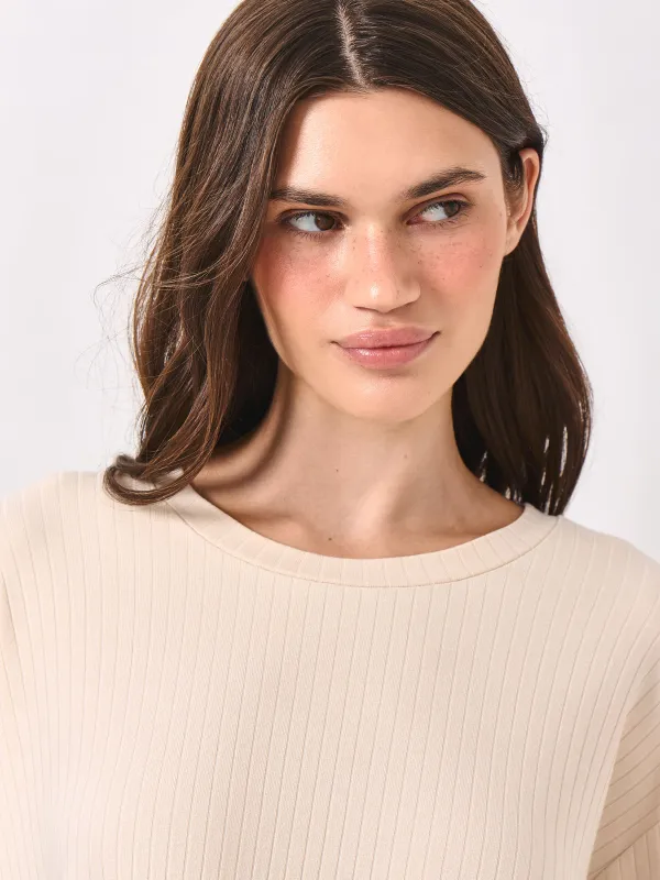 Women's long sleeve, homewear, size L, viscose/spandex, sand, Camaria, image-1