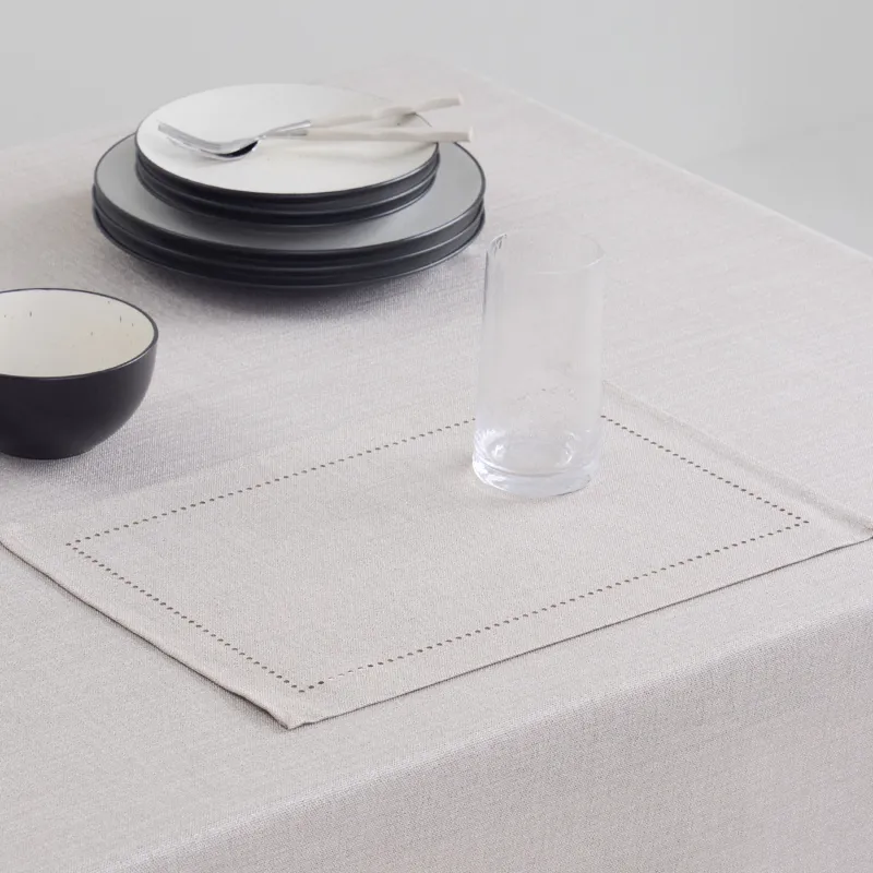 Placemat, 30x45 cm, polyester, rectangular, beige, Hemstitch