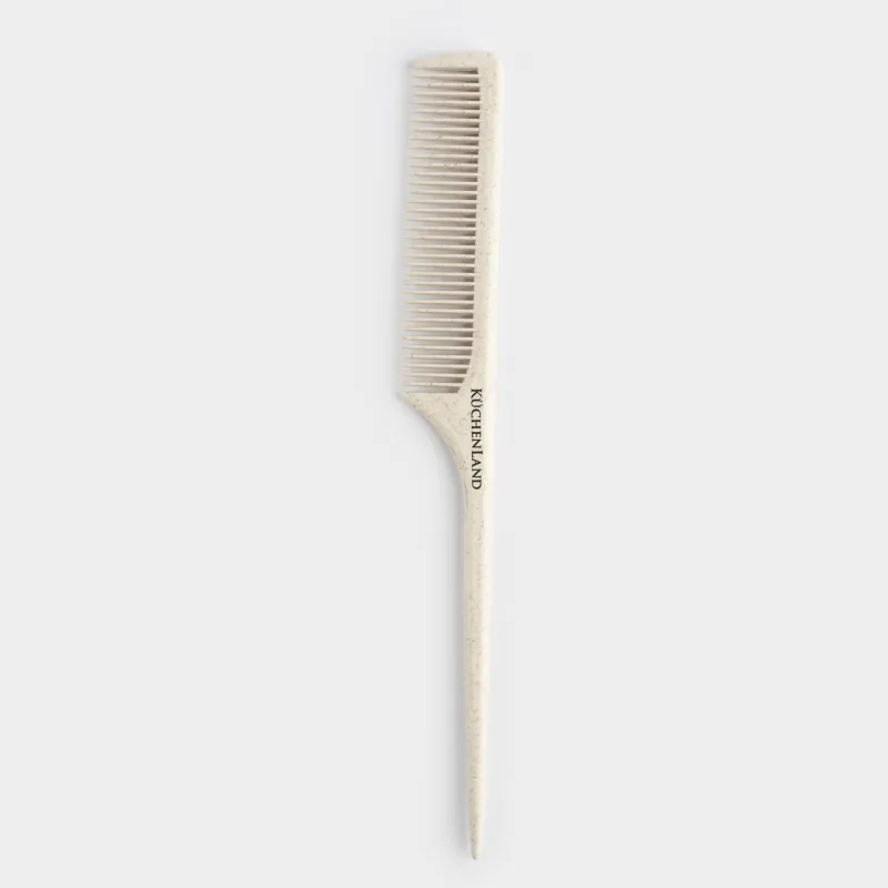 Hair comb, 23 cm, with a ponytail, vegetable fiber / plastic, Beige, Comb