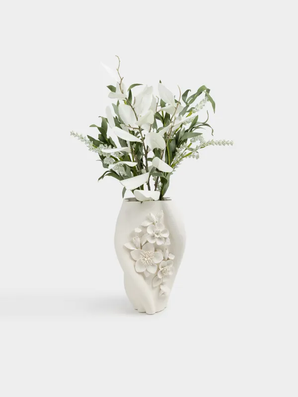 Flower vase, 29 cm, ceramic, white, Flowers, Bloome, image-3