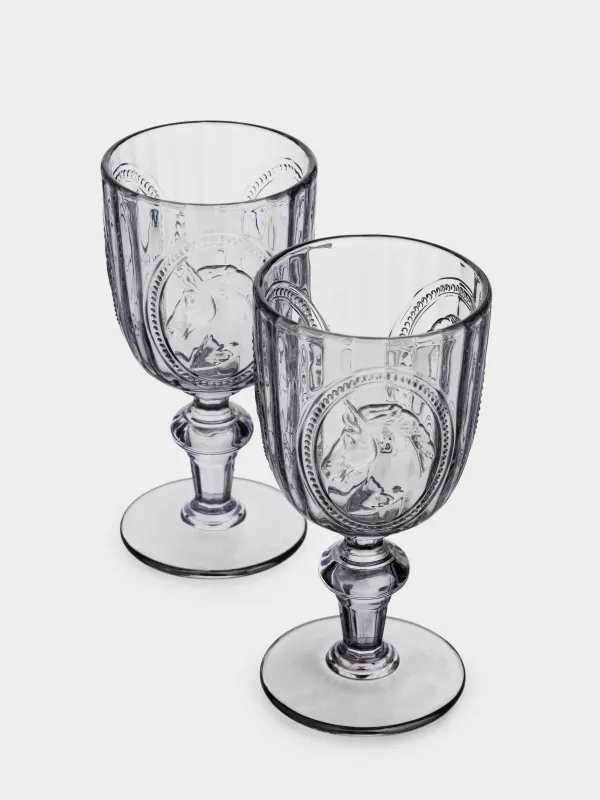 Goblet glass, 280 ml, 2 pcs, glass, Horse, Clear pattern, image-2