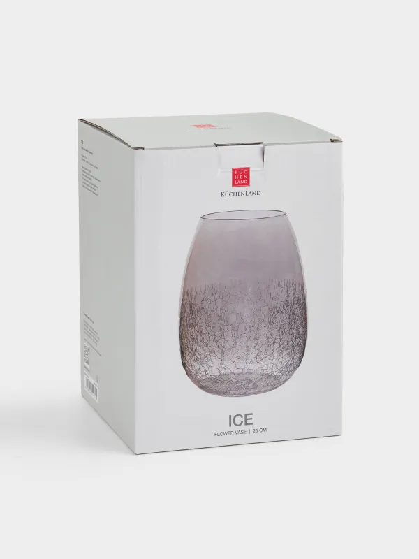 Flower vase, 25 cm, glass, purple, Craquelure, Ice, image-4