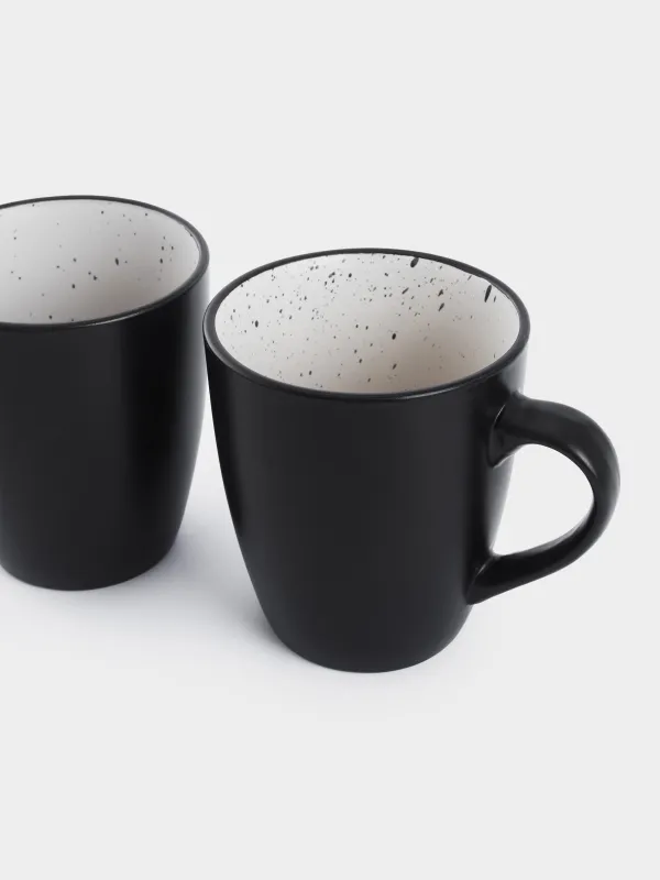 Mug, 350 ml, 2 pcs, ceramics, black and white, speckled, Isernia, image-2