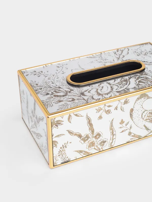 Paper napkin box, 25x13 cm, plastic / glass, Mirror, Bird, Bluebird, image-1