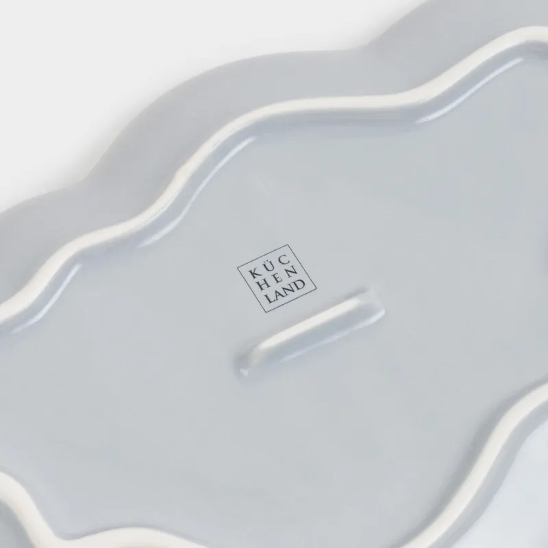 Children's snack plate, 23x16 cm, porcelain P, gray, curly, kitten, friend, image-3