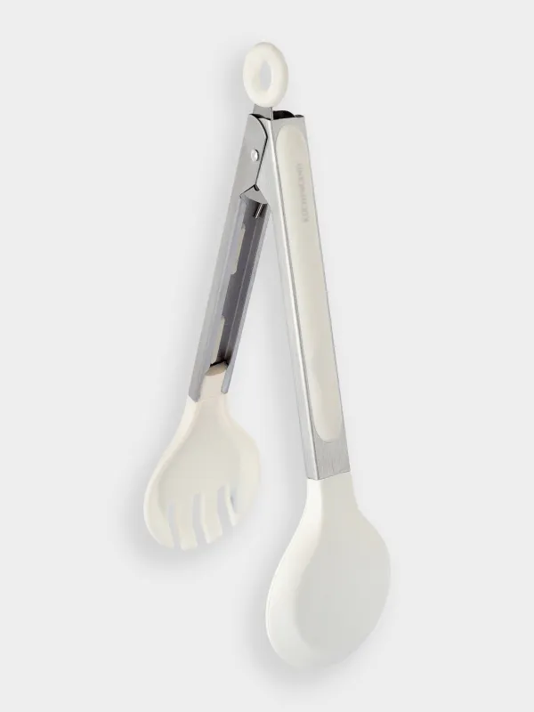 Kitchen tongs, 25 cm, for pasta/salad, silicone/steel, milky, Soft Kitchen, image-0