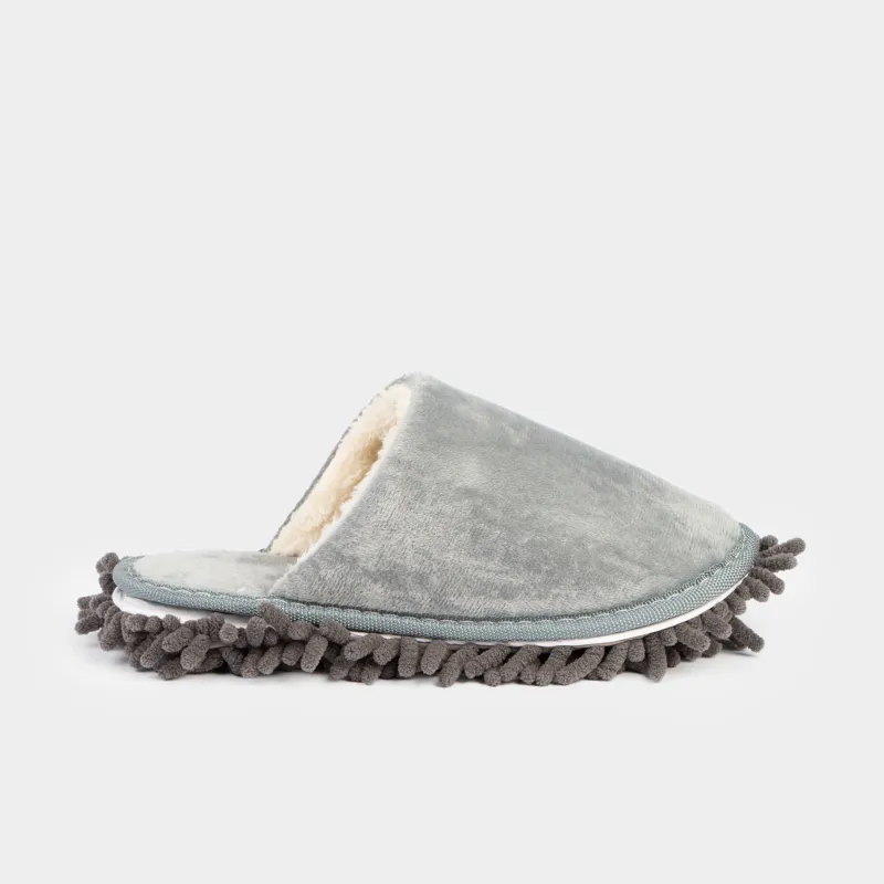Polisher slippers, 28 cm, with removable sole, microfiber, grey, Clean