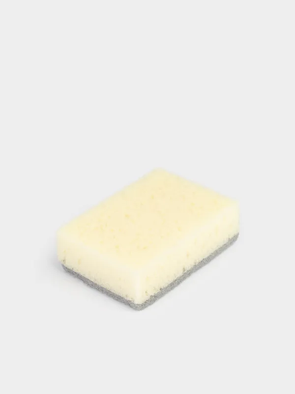 Dish washing sponge, 10x7 cm, 5 pcs, foam rubber / abrasive, rectangular, beige-gray, Clean, image-1