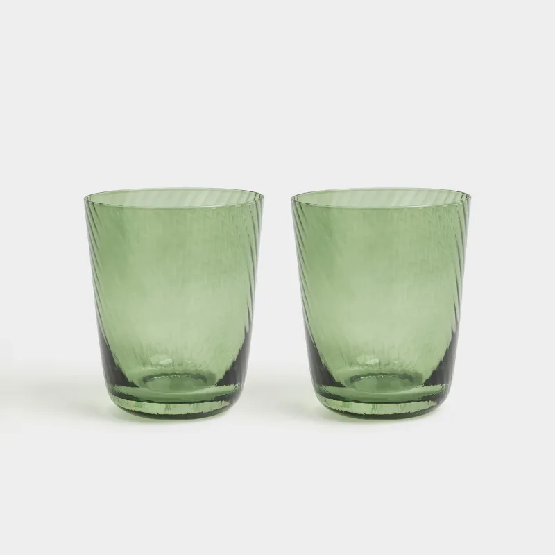 Glass, 11 cm, 420 ml, 2 pcs, glass, green, Molinella