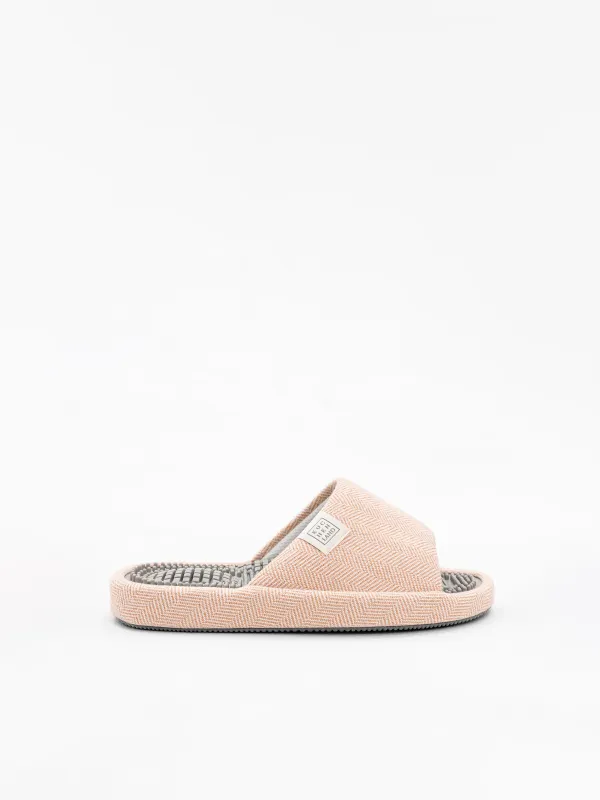 Women's slippers, home, p. 36-37, polyester / rubber, beige, Lint, image-0