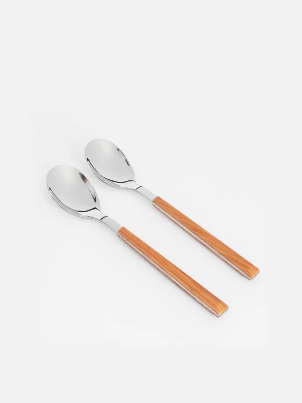 Table spoon, 2 pcs, steel/plastic, brown, Prague, image-0