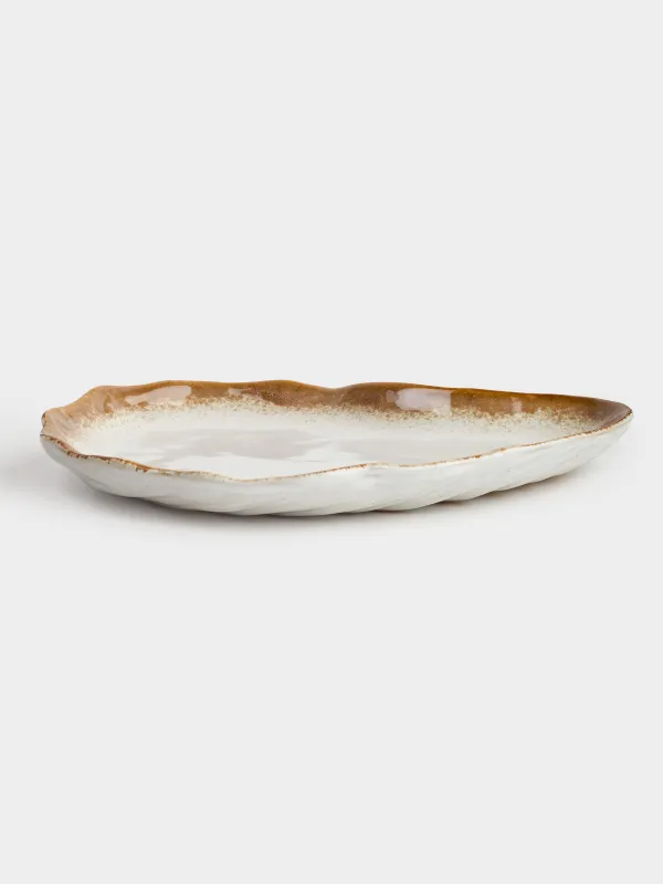 Decorative dish, 23x16 cm, ceramic, beige-brown, Oyster, Seaside, image-2
