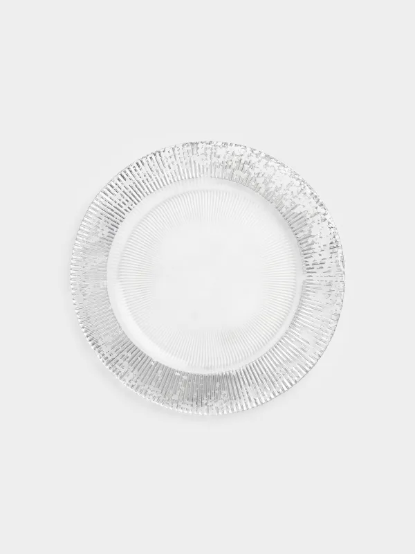 Charger plate, 33 cm, glass P, with silver glitter, Ribby, image-0