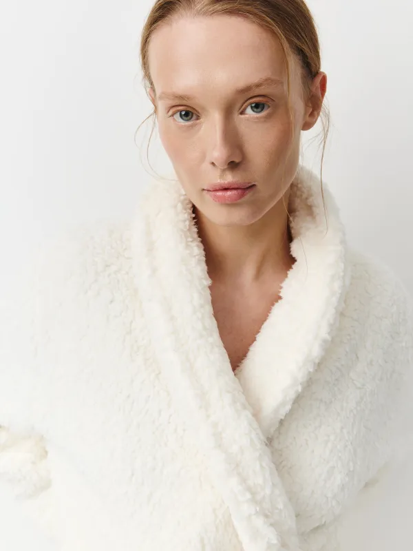 Robe for women, home, R. L, long sleeve, sherpa, milk, Lola, image-2