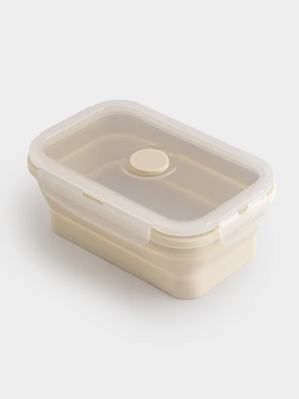 Container, 540 ml, foldable, with clips, Silicone / plastic, beige, Portable, image-4