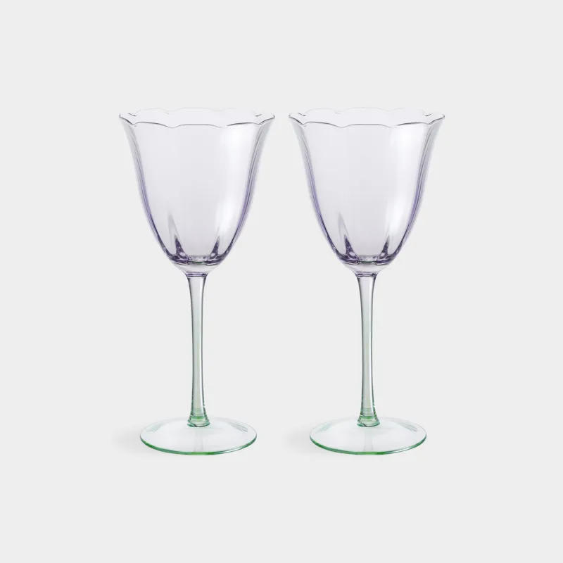 Drinking glass, 340 ml, 2 pcs, glass, purple-green, Flevertino