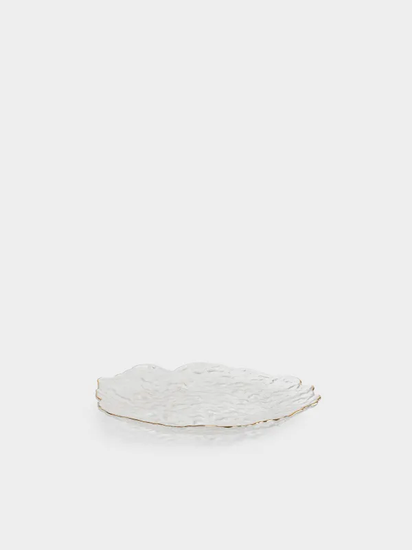 Dish, 26 cm, glass, with golden edging, Nautilus gold, image-2