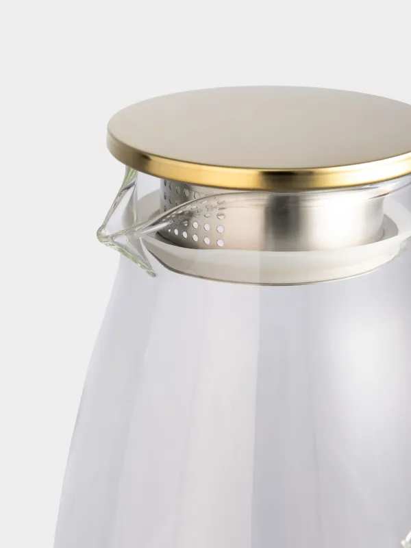 Jug, 2 l, with filter lid, glass B / steel, golden, Classic gold, image-2