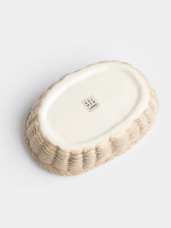 Salt and pepper set, 13 cm, on a stand, ceramic, Rooster and chicken in a basket, Rooster, image-6