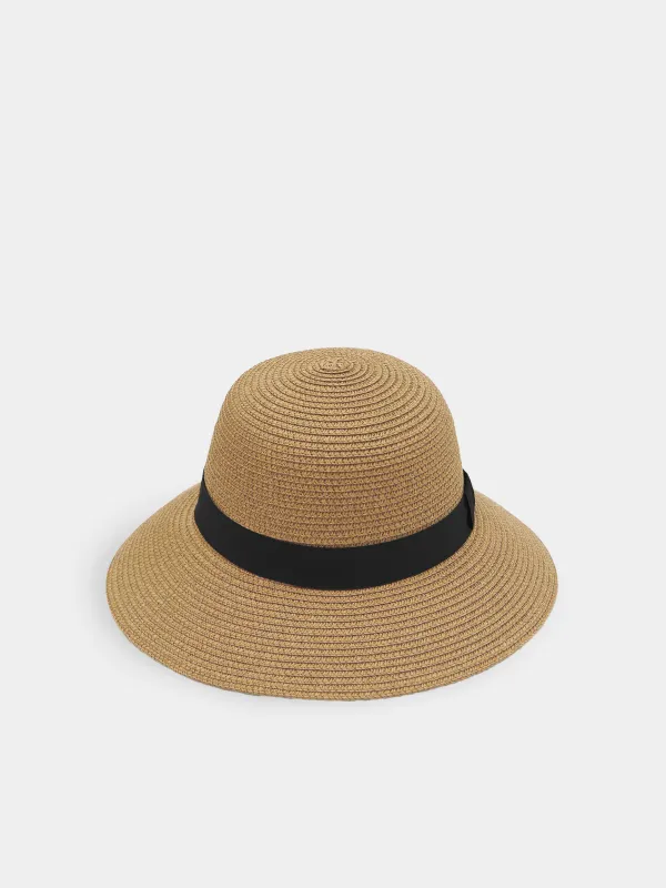 Hat, 57 cm, single size, paper / polyester, beige, Banjo, image-0