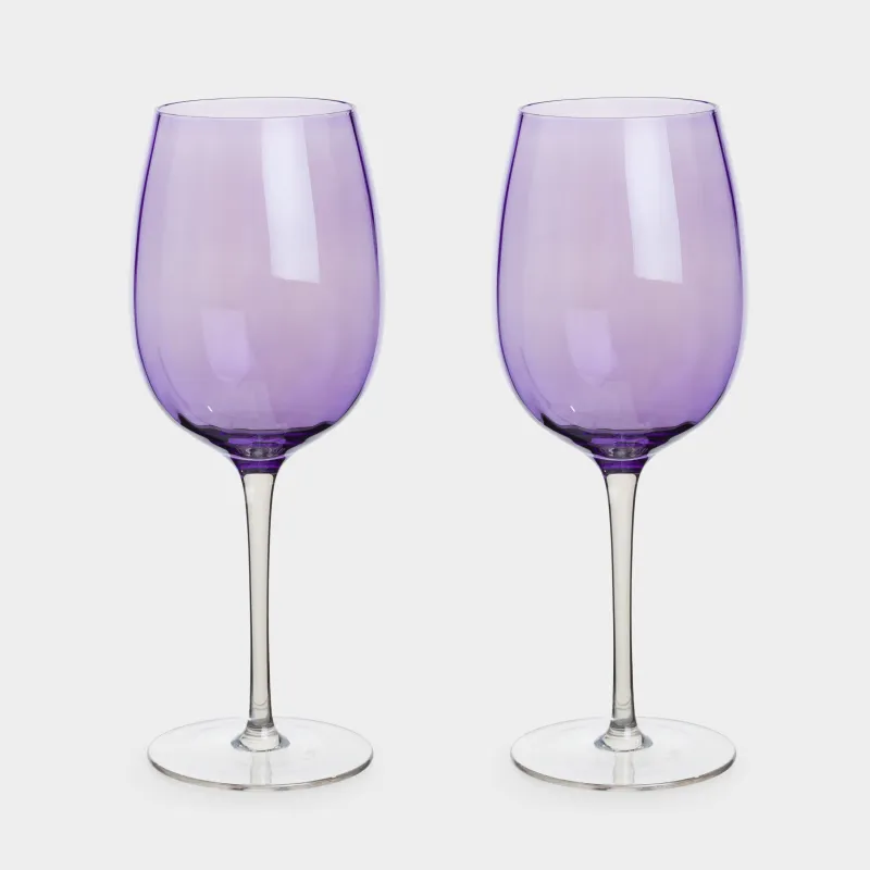 Wine glass, 470 ml, 2 pcs, glass, purple, Filo color