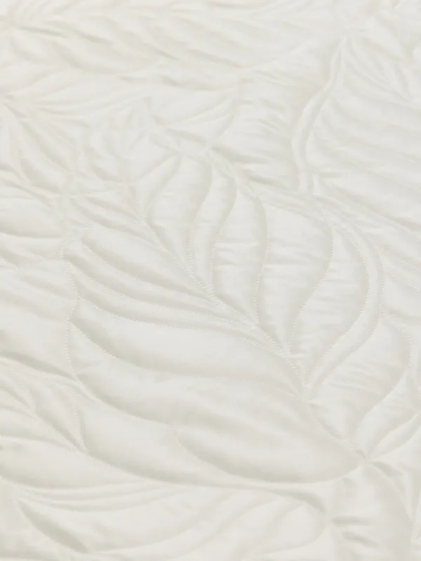 Bedspread, 220x240 cm, quilted, velvet/microfiber, milky, Leaves, Stitch velvet, image-3