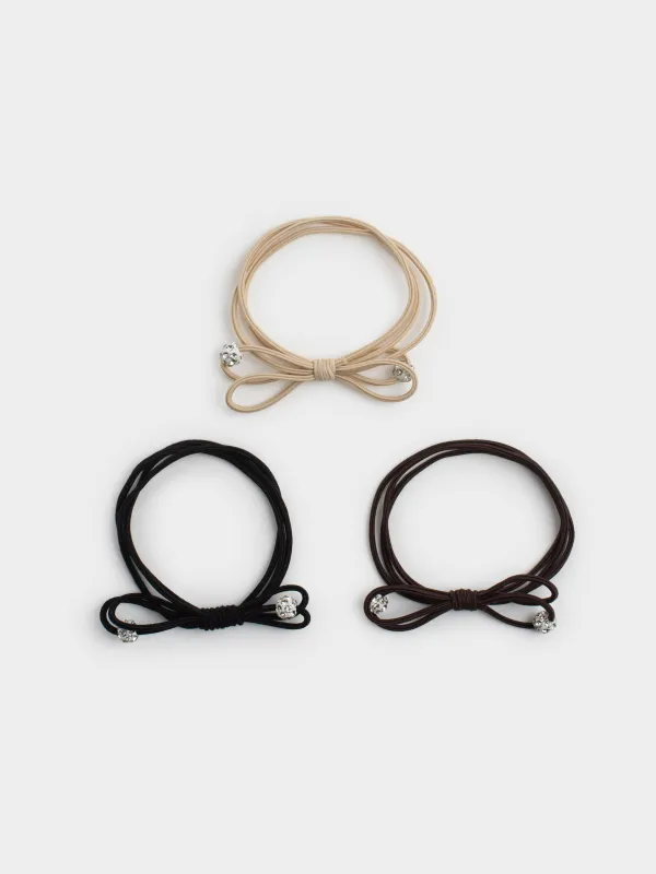 Hair tie, 5 cm, 3 pcs, polyester / plastic, colored, Knot, Gracile, image-0