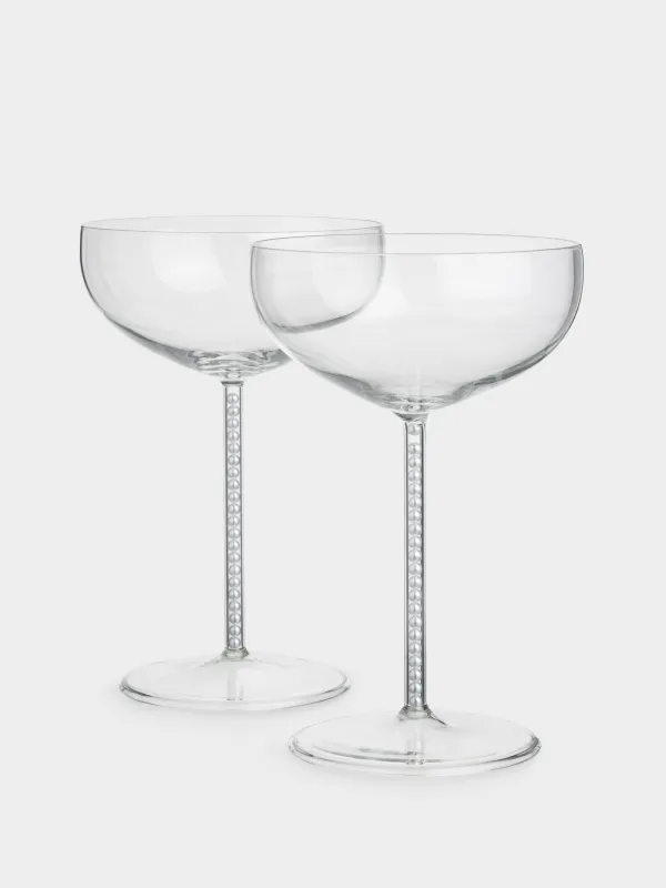 Drinking glass, 300 ml, 2 pcs, with pearls, glass / plastic, Crystal pearl, image-1