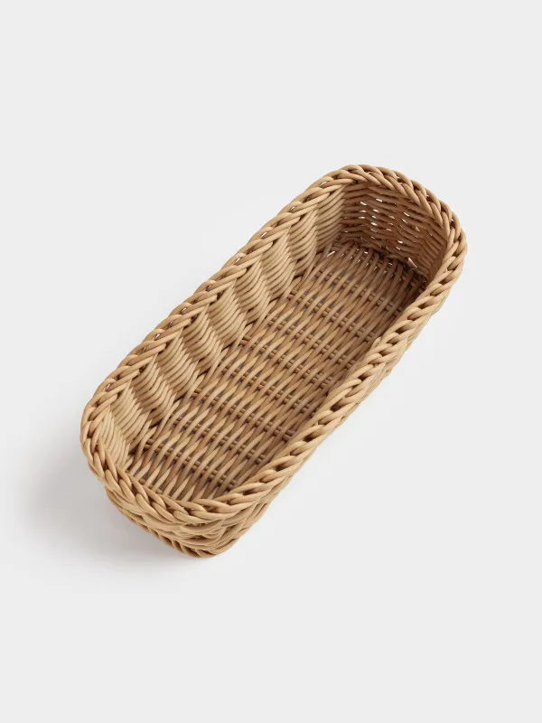 Cutlery basket, 25x10 cm, rattan, rectangular, brown, Twig, image-2