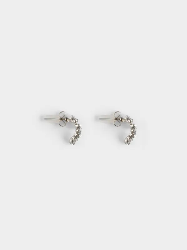 Stud earrings, 1 cm, 2 pieces, metal / acrylic, silver, Crystals, Jewelry crystal, image-1