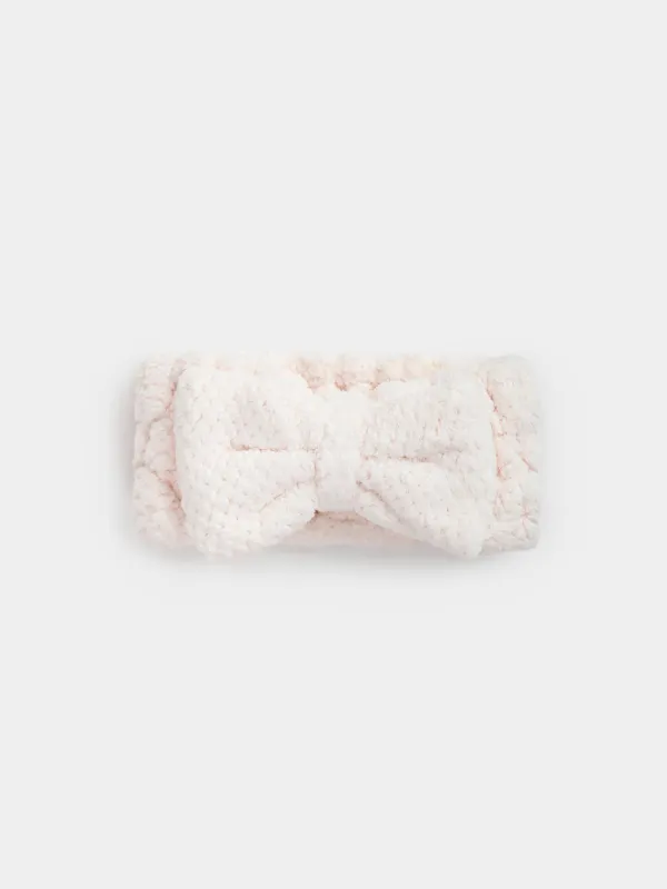 Headband, 16x9 cm, Fleece, Milk, Bow, Ratine, image-0